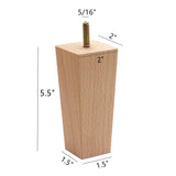 WEICHUAN Tapered Solid Beech Wood Replacement Sofa Couch Chair Ottoman Loveseat Coffee Table Cabinet Wood Furniture Feet Furniture Wood Legs(5.5" Set of 4) WEICHUAN