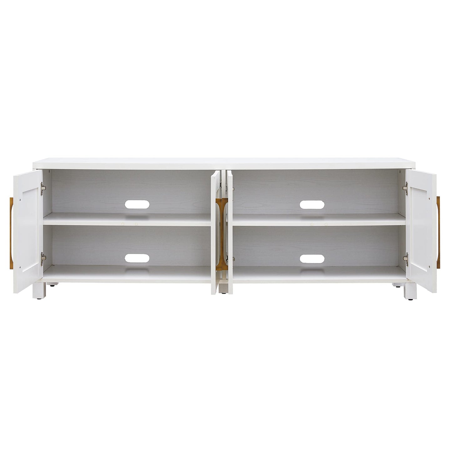 Henn&Hart Rectangular TV Stand for TV's up to 80" in White, TV Stands for the Living Room