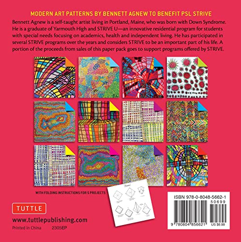 Origami Paper 100 sheets Modern Art 6" (15 cm): Art By Bennett Agnew for PSL STRIVE: Double-Sided Sheets Printed with 12 Different Designs (Instructions for 5 Projects) WoodArtSupply