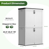Greesum Outdoor Storage Cabinet Without Shelves, 45 cu.ft Outdoor Waterproof Storage Shed for Garden Tools, Pool Storage, Garbage Cans, White Greesum