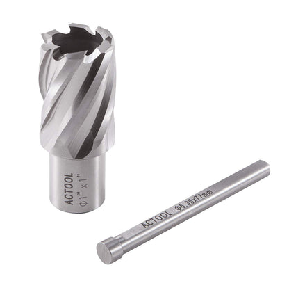 ACTOOL 1" Diameter × 1" Depth of Cut HSS ANNULAR Cutter with 3/4'' Weldon Shank - WoodArtSupply