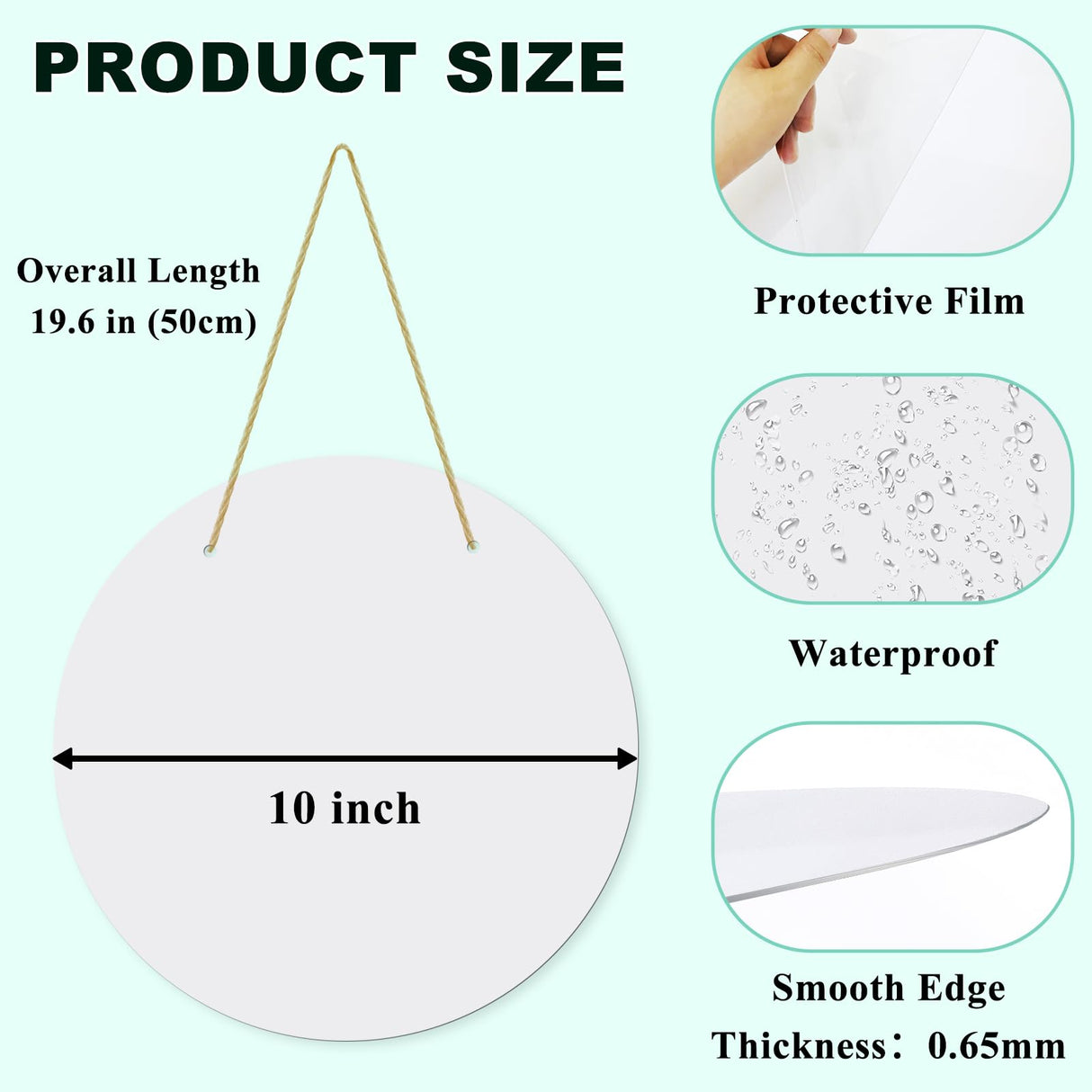 10Pack 10inch Sublimation Door Hanger Blanks, Aluminum Round Unfinished Blank Door Hanger Sign, Metal Wall Hanging Sublimation Ornament Blanks with Rope for Heat Press Machine, DIY Craft, Custom Decor HYHOSHI