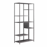 6-Tier Metal Bookcase & Room Divider, 72.83" Tall Narrow Bookshelf for Small Spaces, Open Shelf Storage Unit for Living Room, Office, Bedroom, Industrial Gray WoodArtSupply