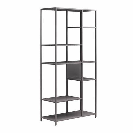 6-Tier Metal Bookcase & Room Divider, 72.83" Tall Narrow Bookshelf for Small Spaces, Open Shelf Storage Unit for Living Room, Office, Bedroom, Industrial Gray WoodArtSupply