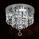 Deckrico Crystal Chandelier Modern Led Ceiling Light Flush Mount Stainless Steel Fixture Beaded Light Shade for Bedroom Dining Room Hallway Porch (White Light) Deckrico