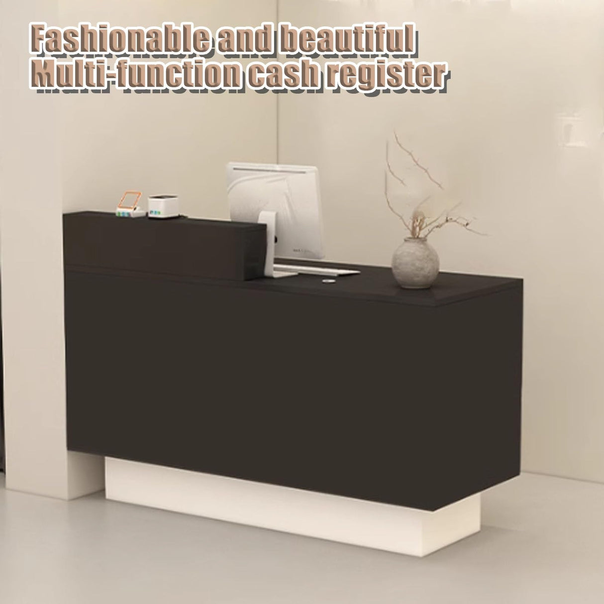 YPIOUREN Reception Desk With Counter Drawers & Storage Shelves, Reception Room Tables，Front Desk Reception Counter,Modern Checkout Counter With Storage, For Store Hotel Office(Pure Stone,LEFT_110CM/43 YPIOUREN