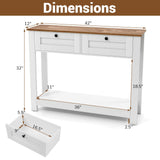 Giantex 42" Farmhouse Console Table with 2 Drawers, Modern Wood Entryway Table, Narrow Long Sofa Tables with Open Storage Shelf for Living Room, Hallway, Entrance, Foyer, Rustic Vintage, White & Brown Giantex