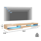 ANTISTA Floating TV Stand | 94.5'' Long Wall Mounted TV Shelf with Power Outlet, Modern Wooden Entertainment Center Media Console with Storage, High Gloss Large TV Cabinet, Up to 100 Inch TVS ANTISTA