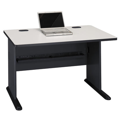 Bush Business Furniture Series A 48W Computer Desk in White Spectrum and Slate, Small Office Table for Home or Professional Workspace