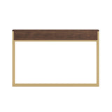 Martha Stewart Ollie Home Office Desk with 3 Drawers in Walnut Wood Grain with Polished Brass Hardware Martha Stewart