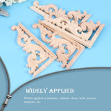 EXCEART 2Pcs Solid Wood Long Flower Piece Wall Applique Wood Carved Applique Door Wood onlays Onlay Applique Frame Furniture Wooden Appliques Corner EXCEART