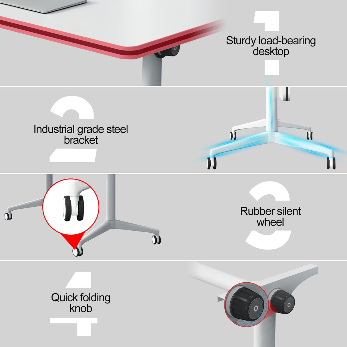 Folding Conference Room Table,Modern Conference Table 6ft White Meeting Table Flip Top Large Mobile Training Table with Silent Wheels Seminar Table for Office,Classroom(2PCS 70.8 * 23.6 * 29.5in) JNMDLAKO