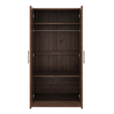 Armoire Wardrobe Closet with 2 Doors, 67.3" H Armoire with Shelves, Wooden Wardrobe Closet for Hanging Clothes, Bedroom Armoires Storage Cabinet with Hanging Rod, Brown cloblane