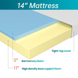 FDW 14 inch Gel Memory Foam Mattress Medium Firm Mattresses for Cool Sleep Relieving No Fiberglass CertiPUR-US Certified Mattress in a Box,Twin FDW