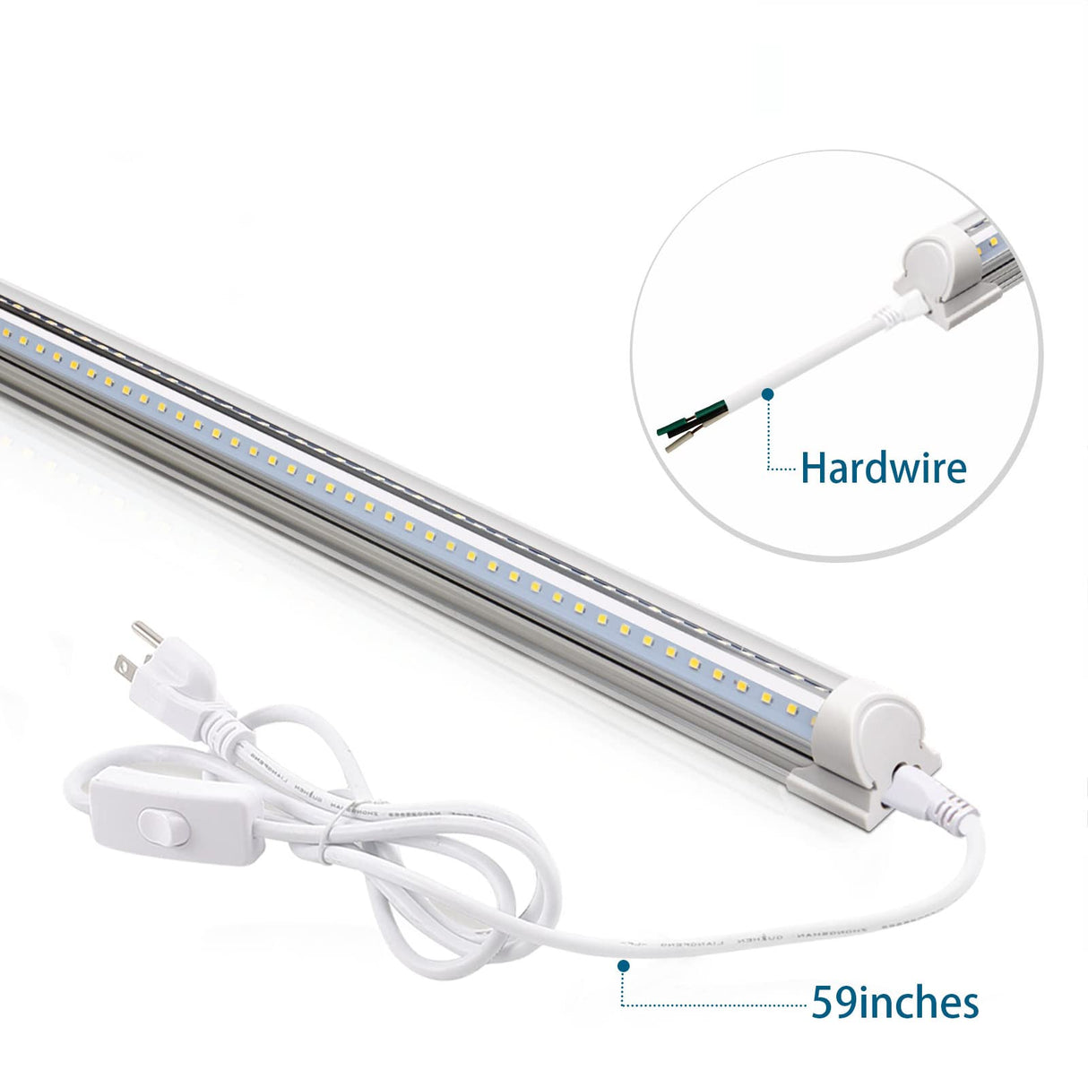 Barrina 8FT LED Shop Lights Fixture, T8 72W 9000lm 5000K, Daylight White, Clear Cover, V Shape,Tube Light, Hight Output, Bulbs for Garage, Warehouse, Plug and Play, 6 Packs Barrina