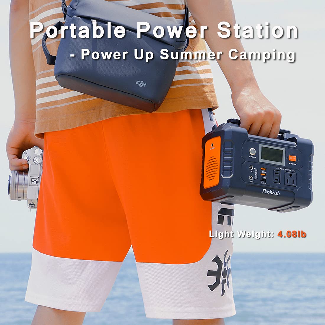 200W Portable Power Station, FlashFish 40800mAh Solar Generator With 110V AC Outlet/2 DC Ports/3 USB Ports, Backup Battery Pack Power Supply for CPAP Outdoor Advanture Load Trip Camping Emerg - WoodArtSupply