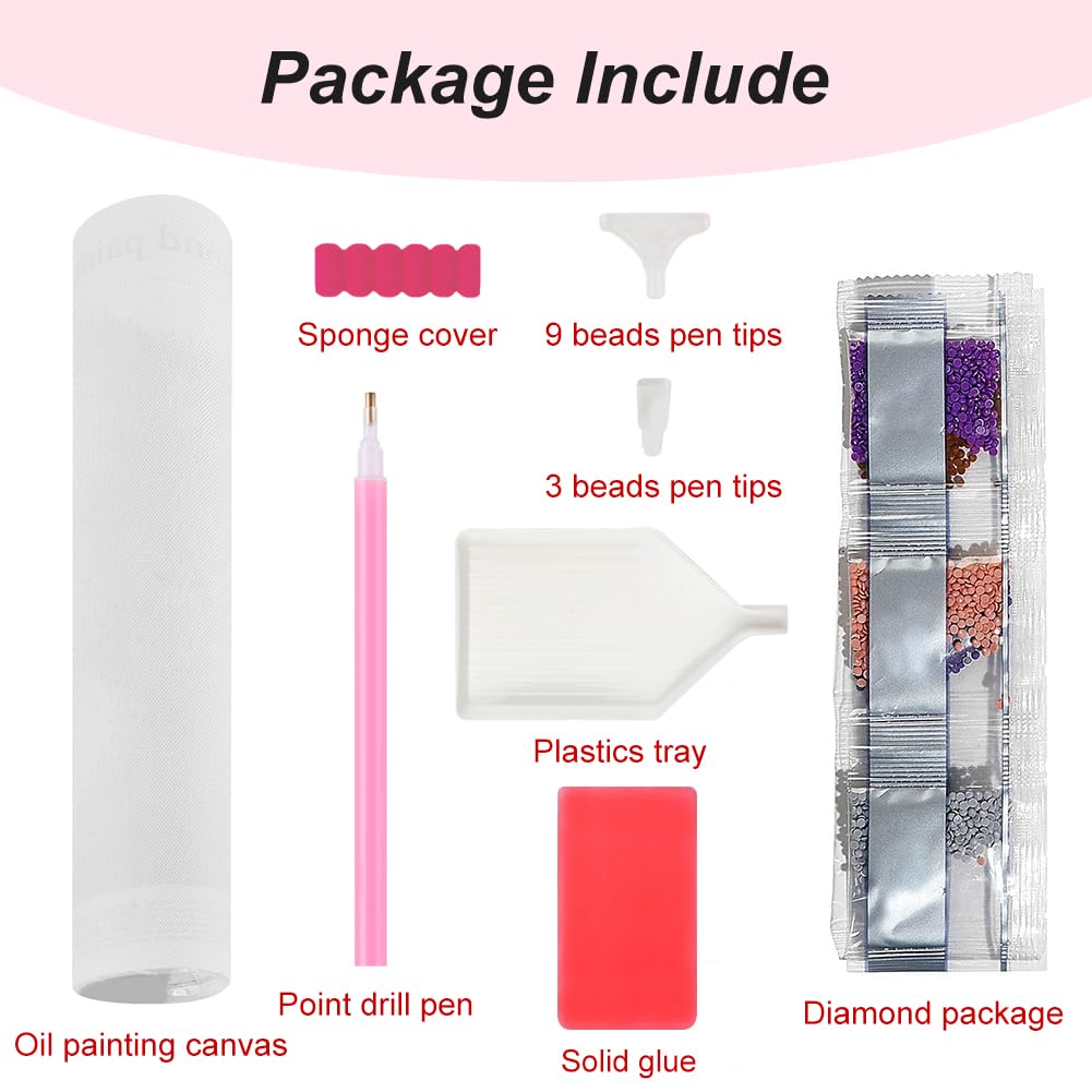 FHBUBPUP Diamond Painting Kits for Adults, Cat Diamond Art Kits, Full Drill Round Gem Art, DIY Flower Paint with Diamond Beads Crafts for Home Wall Decoration Gifts 12x12 inch FHBUBPUP