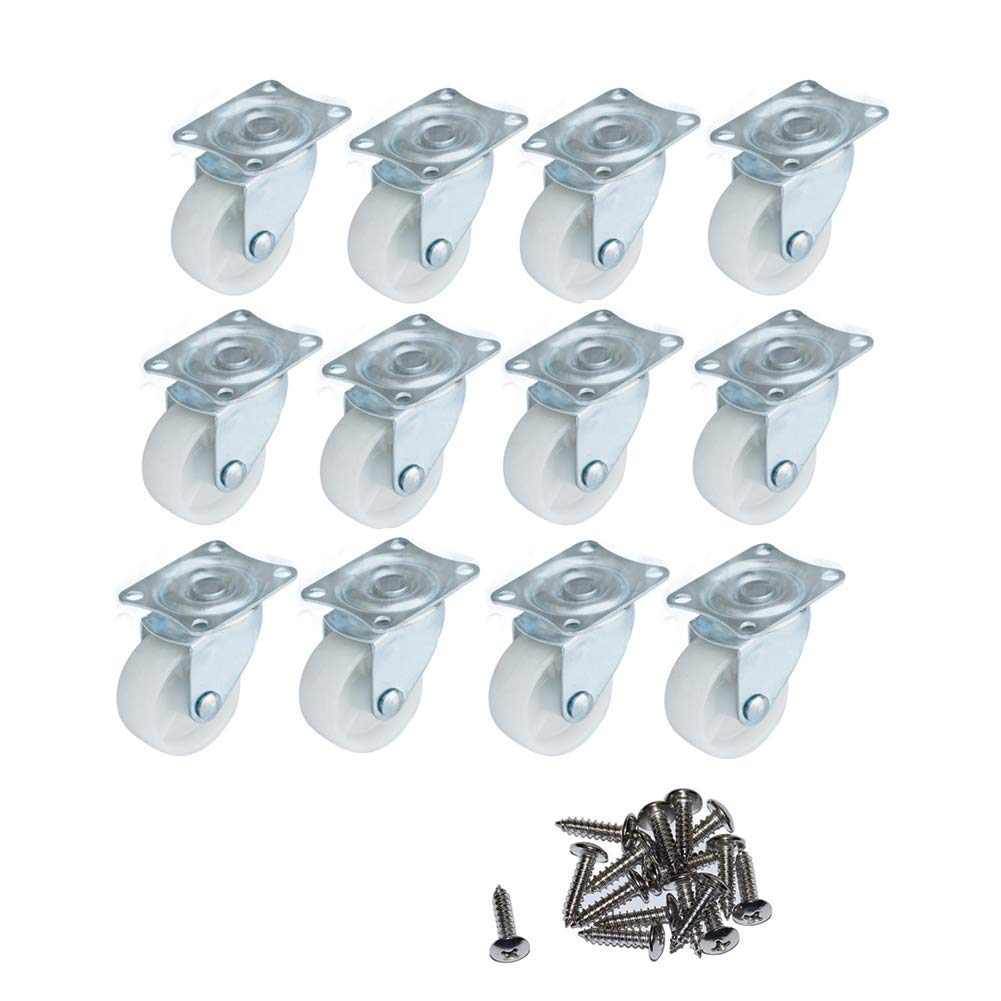 HOWDIA 1" Small Caster Wheels Swivel Casters Trolley Wheels for Furniture Project Cart, Industrial Casters Single Wheel with Rubber Base Ball Bearing Heavy Duty(12 Pack) HOWDIA