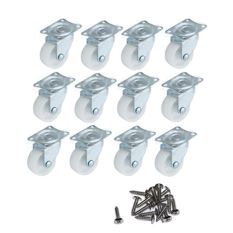 HOWDIA 1" Small Caster Wheels Swivel Casters Trolley Wheels for Furniture Project Cart, Industrial Casters Single Wheel with Rubber Base Ball Bearing Heavy Duty(12 Pack) HOWDIA