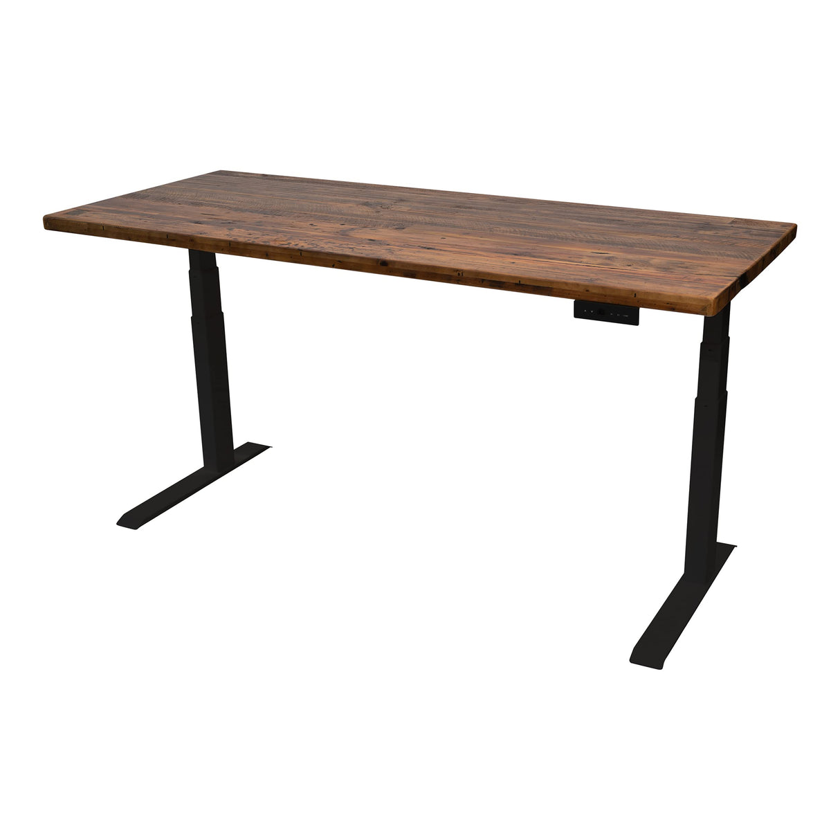 Stand Up Desk Store Reclaimed Wood Electric Adjustable Height Standing Desk with Programmable Memory (Black Frame/Natural Fir Top, 71" Wide) S Stand Up Desk Store