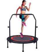 40" Foldable Mini Trampoline for Adults & Kids, Fitness Rebounder with U Shape Adjustable Foam Handle, Indoor Exercise Trampoline, Max Load 330lbs Anwick