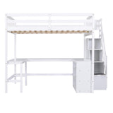 Harper & Bright Designs White Full Loft Bed with Stairs, Desk and Storage Shelves,Wooden Full Size Loft Bed Frame,High Loft Bed with Slat Support for Kids,Teens,Adults,No Box Spring Needed Harper & Bright Designs