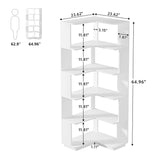 LITTLE TREE Corner Bookshelf, 64.9 Inch Tall Bookcase with Anti-Drop Panel, Modern Freestanding Corner Shelf Display Rack Storage Organizer for Home Office, Living Room, White LITTLE TREE