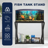 SMONTER Fish Tank Stand 40 Gallon Aquarium Stand, Metal Heavy Duty 20 Gallon Turtle Tank Shelf, Reptile Tank Stand with Hooks, L36.6*W18.5*H28, Black Oak Grain (Stand Only) SMONTER