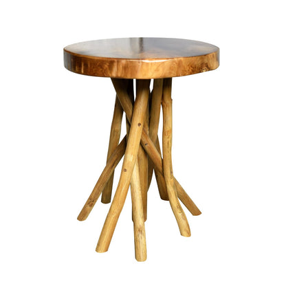 WELLAND Teak Wood Stick Leg End Table - WoodArtSupply