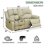 Caberryne Leather Loveseat Recliner Sofa，Leather Recliner Sofa Set for Living Room Furniture Sets，Beige Double Recliner Loveseat for Living Room/Office/Theater Seating/Rv(Loveseat Recliner) Caberryne