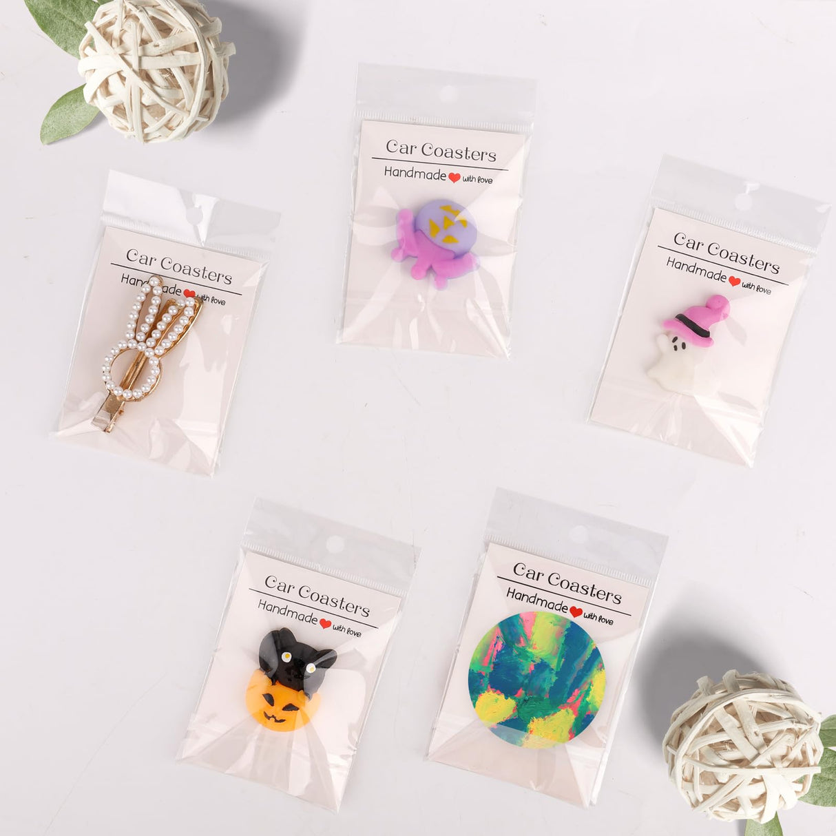 100 Sets Car Coaster Packaging, Includes 100pcs Car Coasters Display Cards & 100pcs Self Sealing Cellophane Bags, Sublimation Coaster Packaging for Selling Car Coasters (Single Pack) NQEUEPN