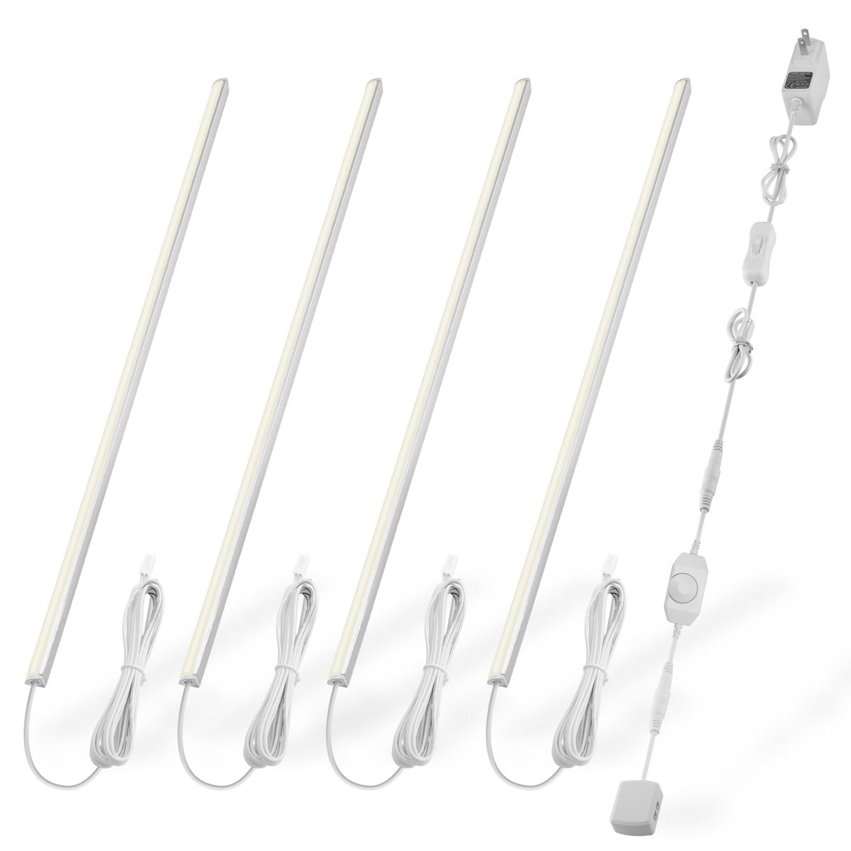 Cefrank V-Shape Under Cabinet Lighting Kit - 4pcs Sleeker 12" Dimmable LED Light Bars for Showcase Shelf Seamless Illumination - 1200lm, 12W - Pure White (6000K) Cefrank