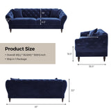 Fadware 81” Luxury Chesterfield Sofa, Velvet Loveseat with 2 Pillows& Retro Wooden Leg, Mid Century Modern 2-Seater Couch with Tufted Armrest& Back, Comfy Home Sofa for Living Room Bedroom Fadware