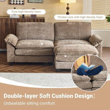 VINGLI Convertible Sectional Loveseat Sofa with Deep Seat &Movable 2-Layer Ottoman, Oversized L-shape Cloud Sofa with Chaise & Armrests, 2-Seat Sofa for Small Spaces & Apartment, Chenille, Light-Brown VINGLI