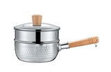 CONCORD 2 Quart Stainless Steel Yukihira Pan with Steamer. Traditional Japanese Saucepan with Wood Handle. Great for Ramen, Tempura pot, Milk, etc. Concord