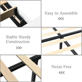 Twin Bed Frames, Upholstered Platform Bed Twin Size with Diamond Tufted Headboard, Modern Velvet Bed Frame with Wingback Design, No Box Spring Needed, Easy Assembly, Black HOMBCK