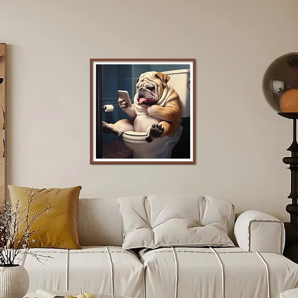 Kulvci Diamond Painting Kits for Adults, Dog Diamond Art Kits for Beginners, DIY 5D Diamond Painting with Round Gem Art Kits for Gift Home Wall Decor 12x12inch Kulvci