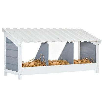 PETSFIT Triple Chicken Nesting Box, Chicken Coop Accessories with PVC Roofing, Versatile Use Wood Nesting Boxes for Hens, Easy to Assemble - WoodArtSupply