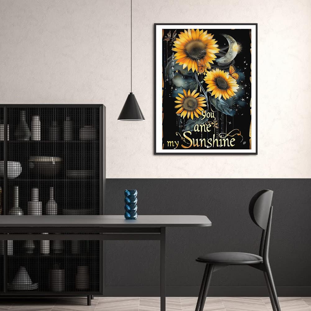 MaiYiYi Dream Catcher Diamond Painting Kit, 5D Full Round Drill You are My Sunshine Paint with Diamond, Wind Chimes Sunflower Diamond Dots Art for Adult Beginners Home Wall Decor (12 x 16 inches) MaiYiYi