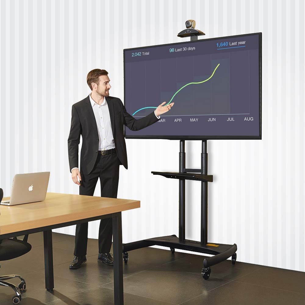 NB North Bayou Mobile TV Cart TV Stand with Wheels for 55" - 85" Inch LCD LED OLED Plasma Flat Panel Screens up to 200lbs AVA1800-70-1P (Black) NB North Bayou