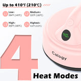 Calogy Mini Heat Press, 5" Diameter Circle Heat Press Machine for T-Shirt Portable, 4 Levels Temp Max 410℉, Small Iron for Crafts, Coaster, Bag, Pillow, Ceramic, Sublimation Ink Heat Transfer (Pink) Calogy