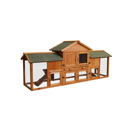 Chicken Coops Large 2-Tier Wooden Chicken House Outdoor Double Door Poultry Hen Cage Backyard Rabbit Hutch Pen with Removable Tray and 2 Runs 79.5 x 33.66 x 20.66 inches - WoodArtSupply