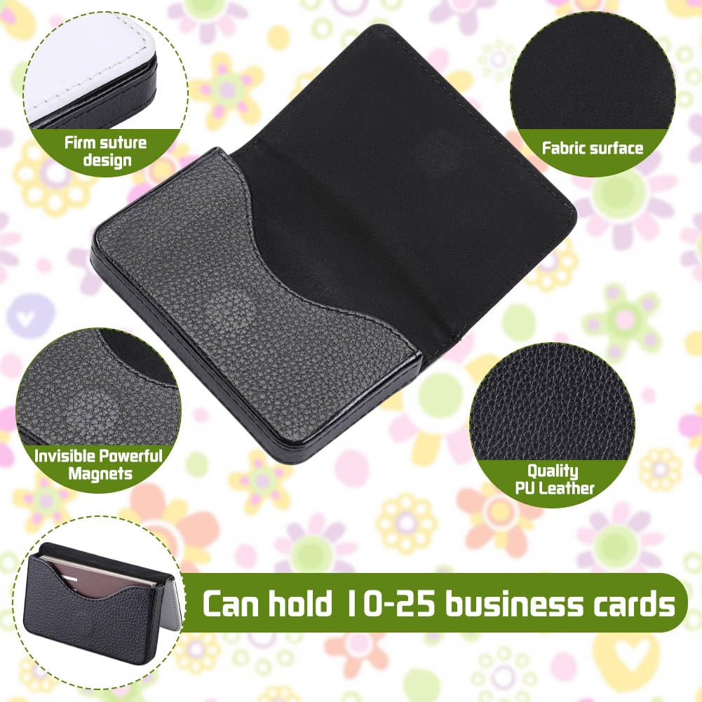 ZUYYON 3 Pcs Sublimation Blank Business Card Holder PU Leather Name Card Case Pocket Heat Transfer Blank Card Carrier Case Wallet with Magnetic Shut for Men Women