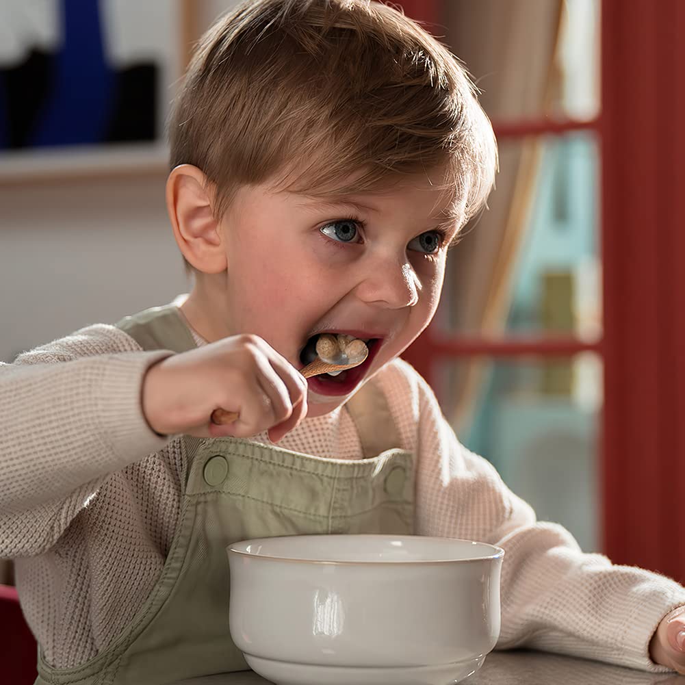 YFWOOD 4-Pieces Natural Wooden Children's Safe Flatware, 2 x Child Forks, 2 x Children Spoons, Kids Utensils Set Hand polishing Anti-slip Portable and ultra light YFWOOD