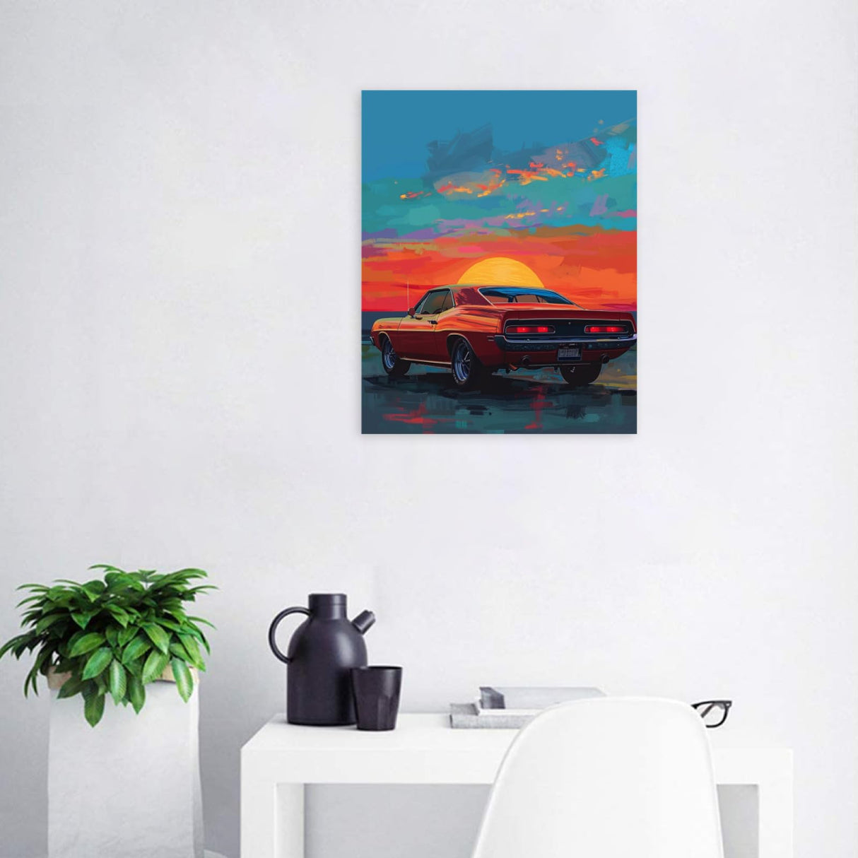 Fhuyiks Sunset Muscle Car Paint by Numbers Kit for Adults, Modern Aesthetic Paint by Number on Canvas, Abstract Art Digital Oil Painting Kits Suitable for Home Wall Decoration Gift 16"x 20" Fhuyiks