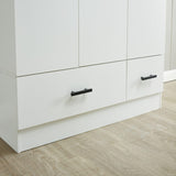 GraceGrove 3-Door Wooden Wardrobe Closet, Armoires and Wardrobes with 2 Drawers and Shelves Armoire Wardrobe Closet with Hanging Rod White 47.2''W x 18.9''D x 70.86''H GraceGrove