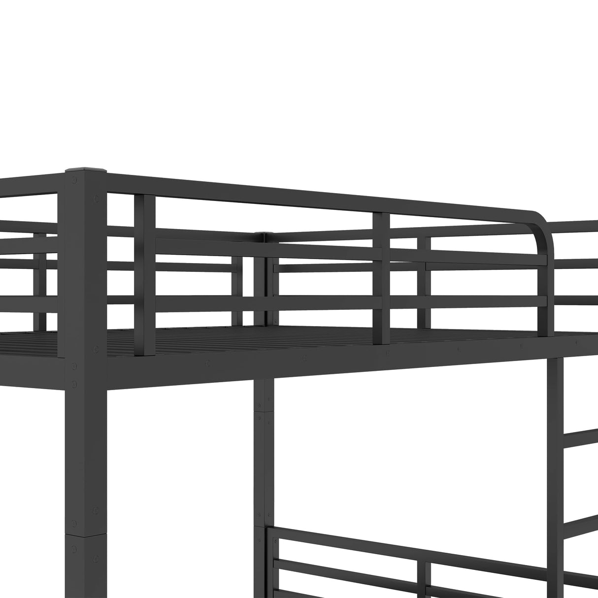 Metal Full Over Full Bunk Bed for Kids,Heavy Duty Adults Bunk Beds with Guardrail & Ladders,Full Size Bunk Beds for Teens,Adults,Black Bellemave