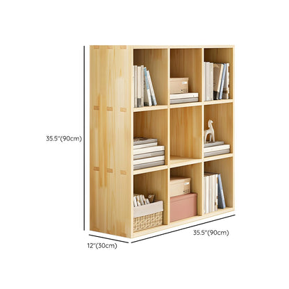 LITFAD Modern Solid Wood Cube Bookcase with Storage Shelves in Natural Finish – Perfect for Home Office and Study Rooms - WoodArtSupply