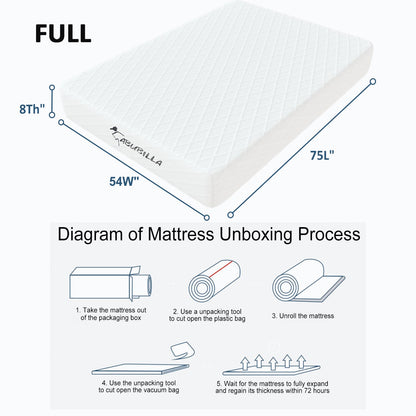 LIYIH 8 Inch Full Mattress,Memory Foam Mattress, Trailer Mattress,Guest and Kids Bedroom，Perfect for RVs and Campers CertiPUR Certification 【2024 New Version】