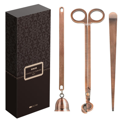 RONXS 3 in 1 Candle Accessory Set, Candle Wick Trimmer Candle Cutter, Candle Snuffer, Candle Wick Dipper with Gift Package for Candle Lover (Copper)